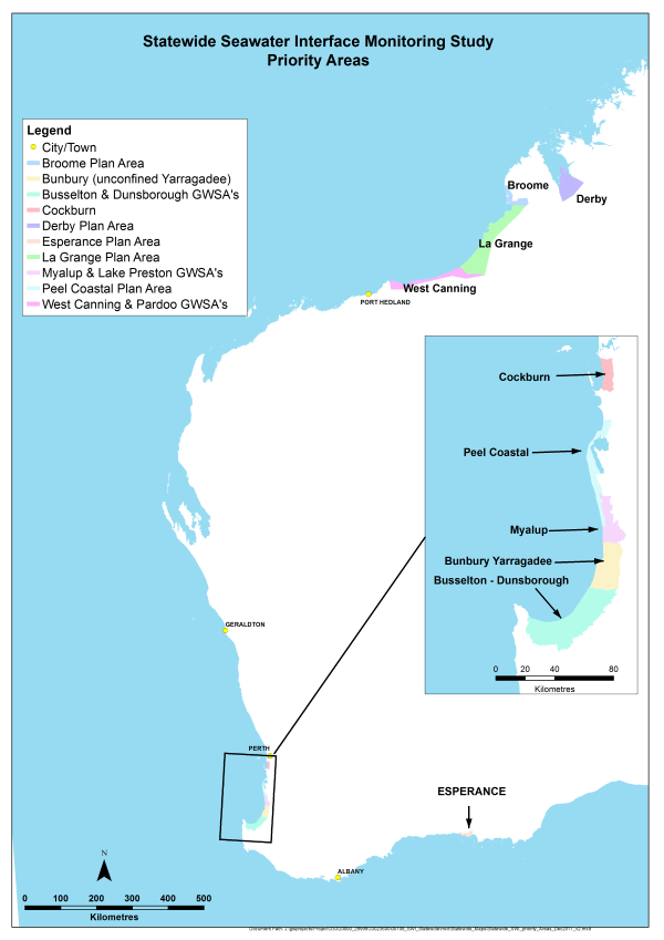 Statewide seawater interface map