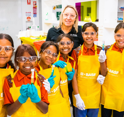 A group of students in a laboratory
