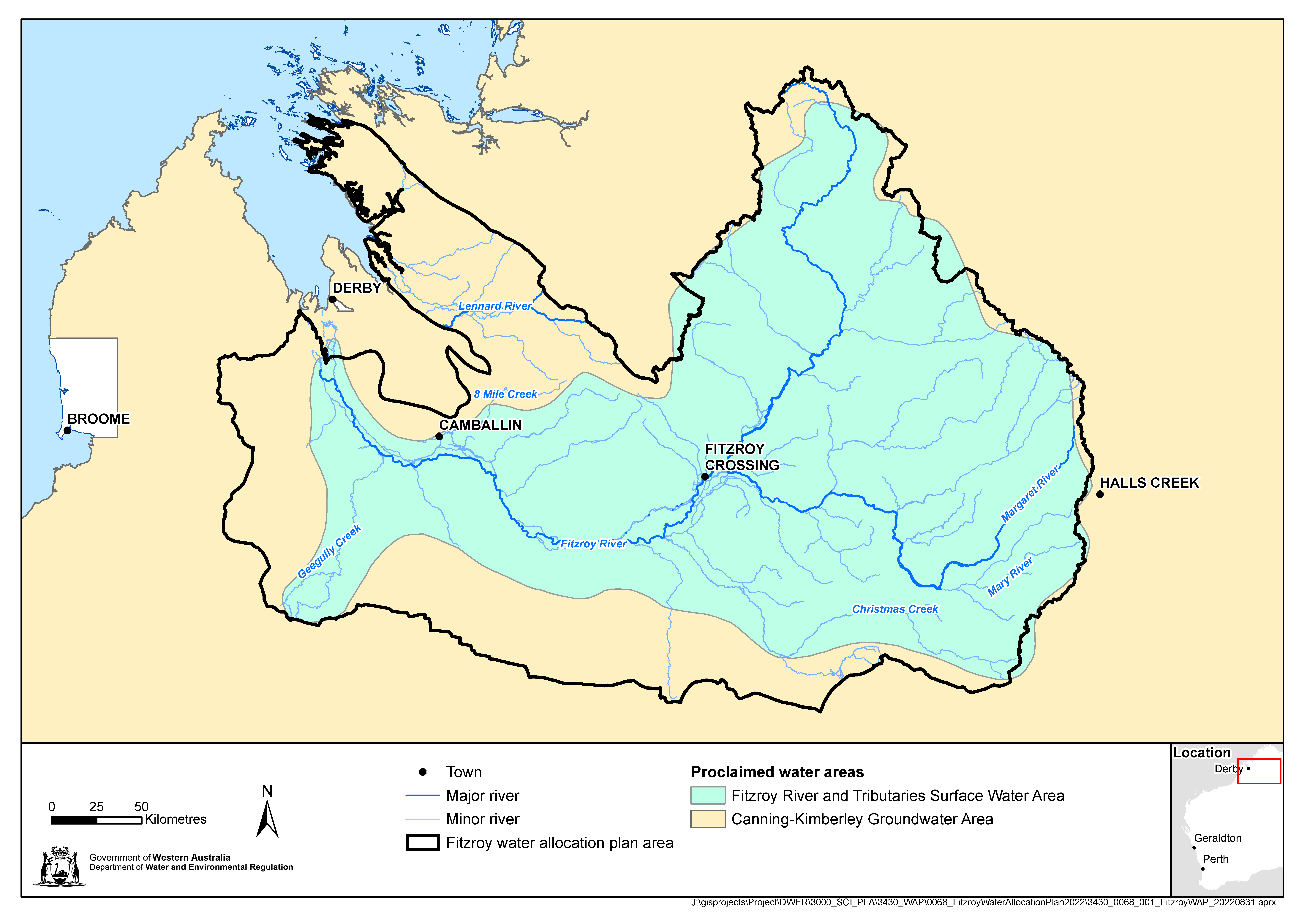 Proclaimed areas in the Fitzroy water allocation plan area