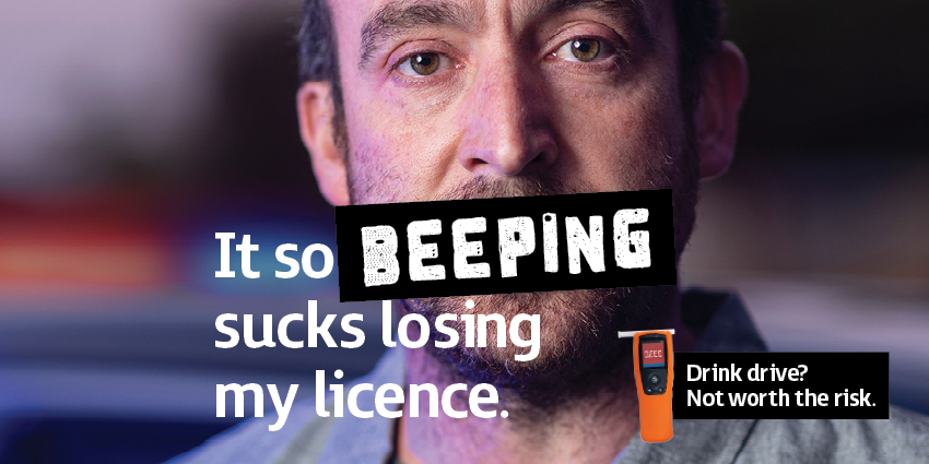 close up of a mans face with text it so beeping sucks losing my licence over the top of his mouth