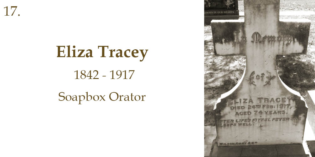 Eliza Tracey, 1842 to 1917, Soapbox Orator