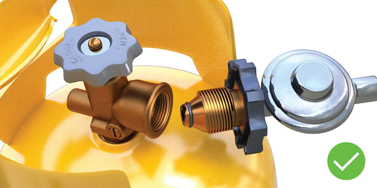 Compatible connection – POL cylinder valve to POL appliance connection. BBQ Safe WA. 