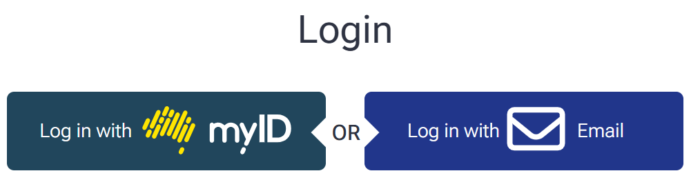 two buttons showing the login options to verify your id on the firearms portal, myId and login via email