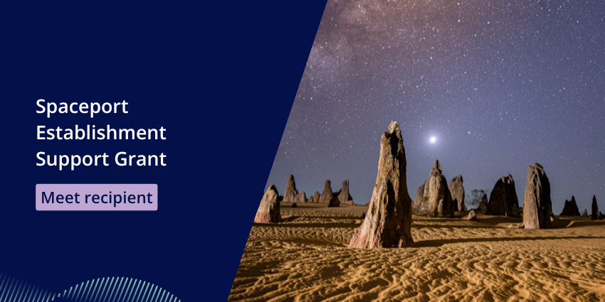 Spaceport Establishment Support Grant Meet recipient with image of night sky at Cervantes National Park