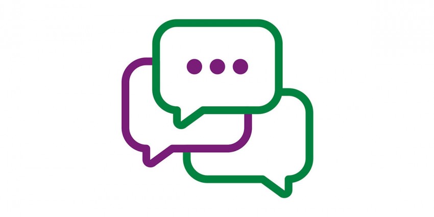 Graphic design of three speech balloons.