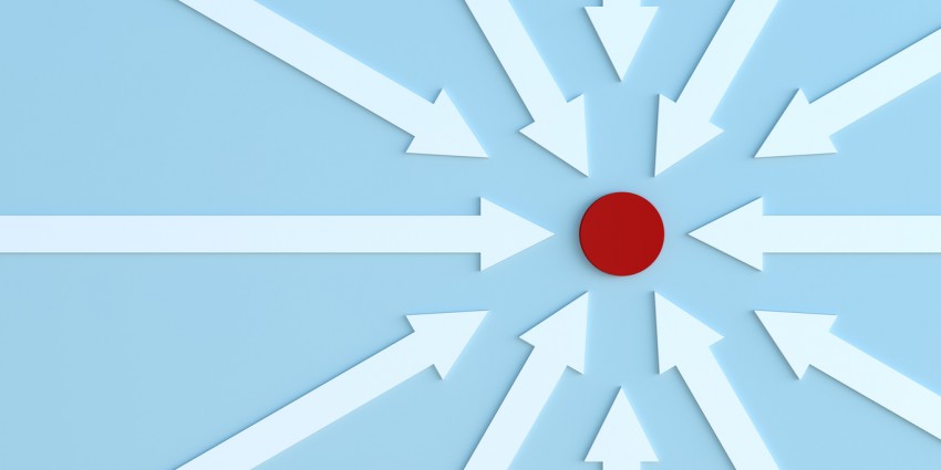 Arrows pointing to a central point