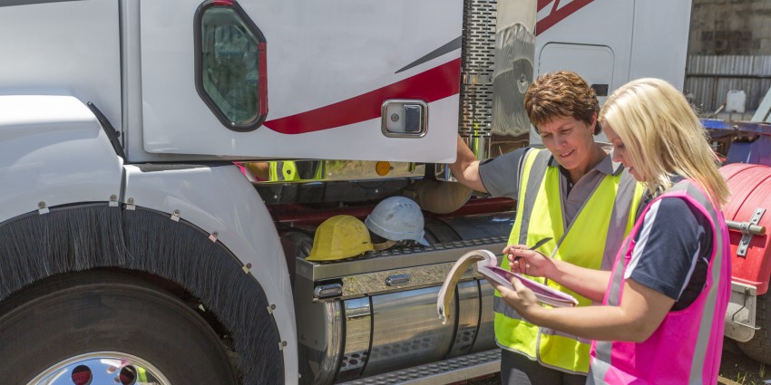 Two women truck drivers