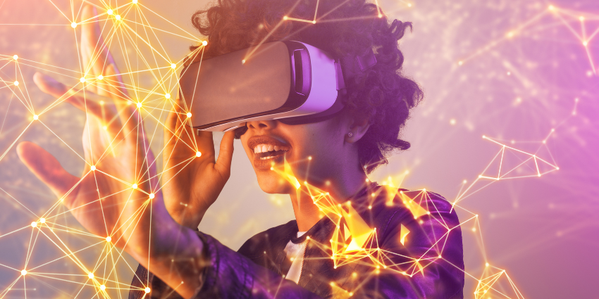Image of woman wearing VR glasses