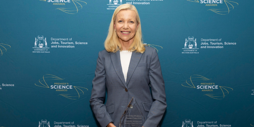 Donna Cross, WA Science Hall of Fame 2023 inductee, at the Premier's Science Awards 2023 ceremony