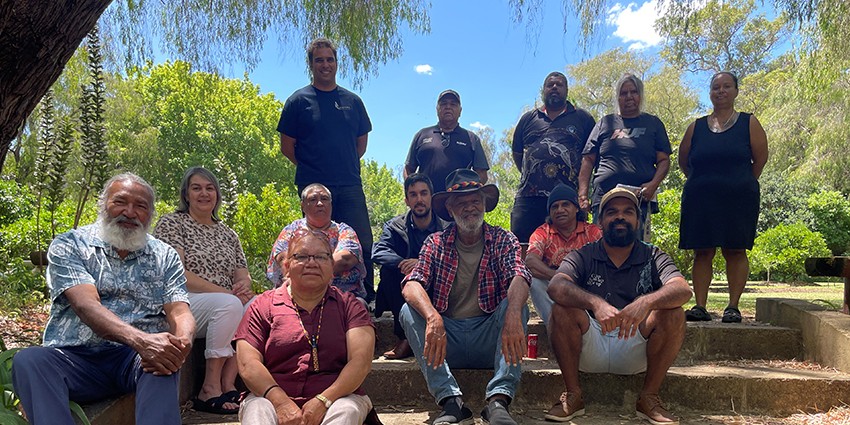 Bindjareb Djilba Kaadadjan Bidi yarning circle with Winyama Pty Ltd on 30 November 2023 at Harvey Aboriginal Corporation’s Boola Bidi Dreaming Centre 