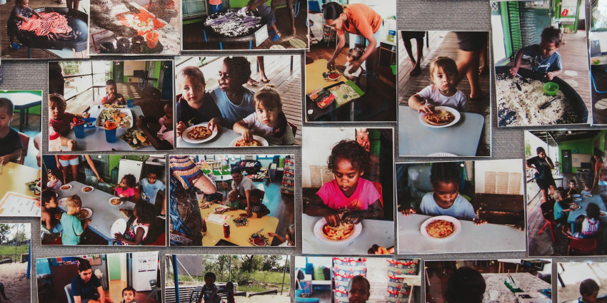 Montage of numberous photos of Aboriginal children