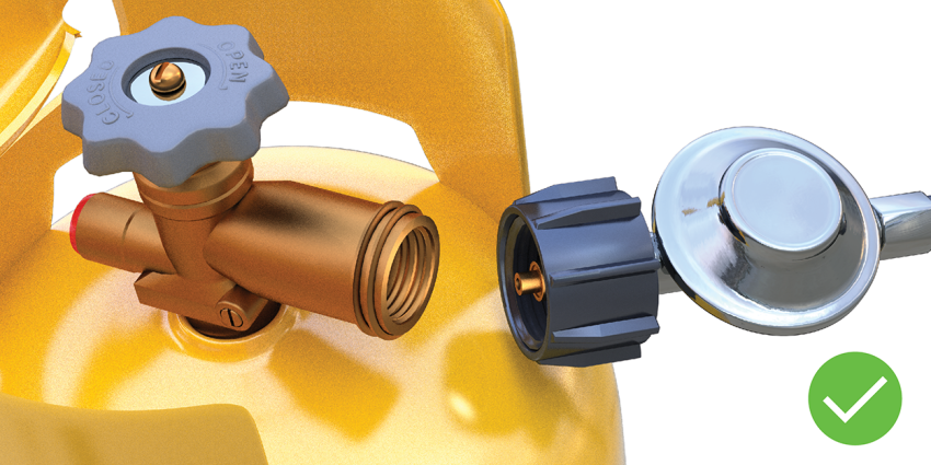 Compatible connection – LCC cylinder valve to LCC appliance connection. BBQ Safe WA.