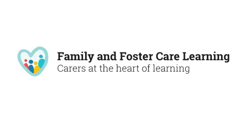colourful graphic with the words Family and Foster Care Learning
