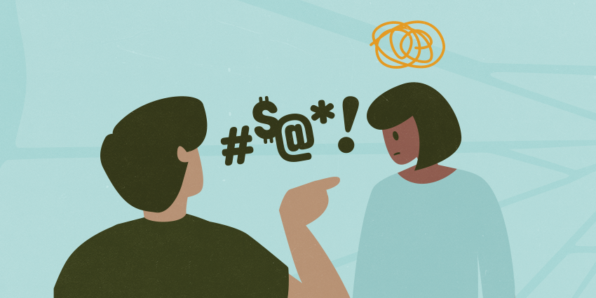 web tile showing person making someone else feel trapped and insecure through emotional abuse